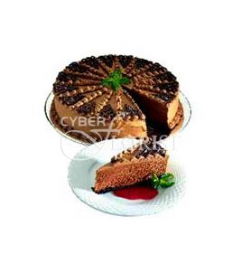 chocolate cake with 5 red roses