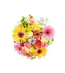 bouquet of lilies roses and gerberas