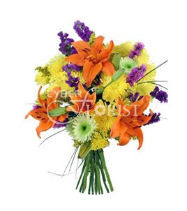 bouquet of lilies and chrysanthemums