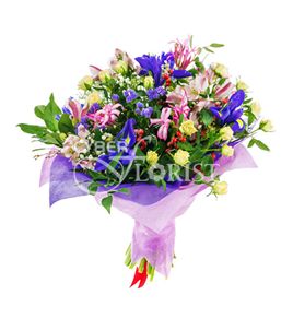 bouquet of irises and roses