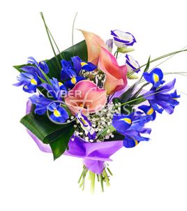 bouquet of irises and calla lilies
