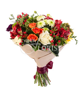 roses and spray chrysanthemums