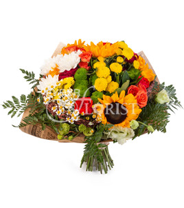 bouquet of roses and sunflowers