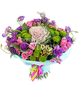 spray roses lisianthuses and chrysanthemums