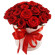 red roses in a hat box. Russia