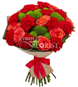 bouquet of roses and carnations