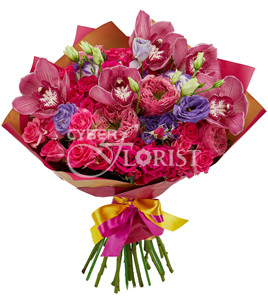 Bouquet of peonies and orchids