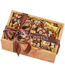 gift box with nuts, chocolate and honey