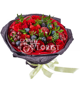 bouquet of fruist and flowers. Baku