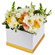 chrysamthemums and roses in a box. Russia