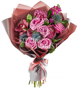 bouquet of roses and chrysanthemums