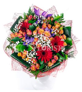 irises gerberas and roses