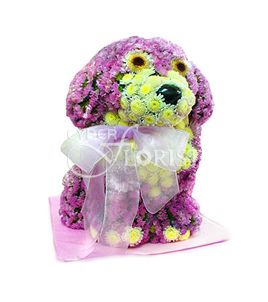 A doggy floral arrangement