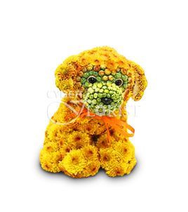 A doggy floral arrangement