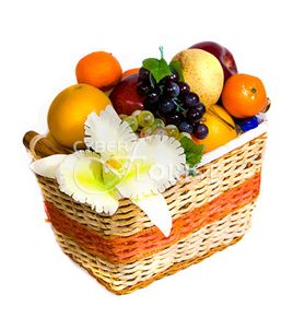 fruit basket with flowers
